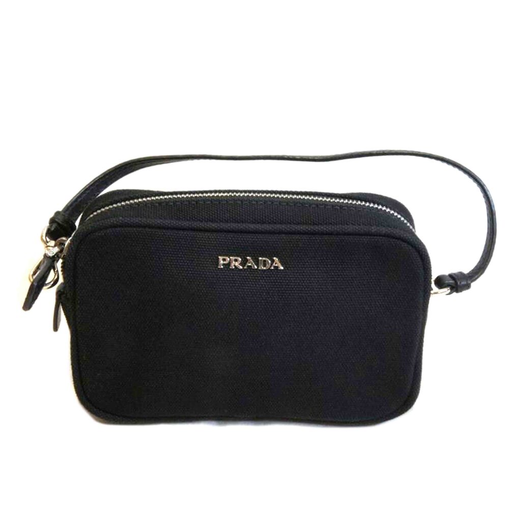Prada Canvas Square Pouch Black